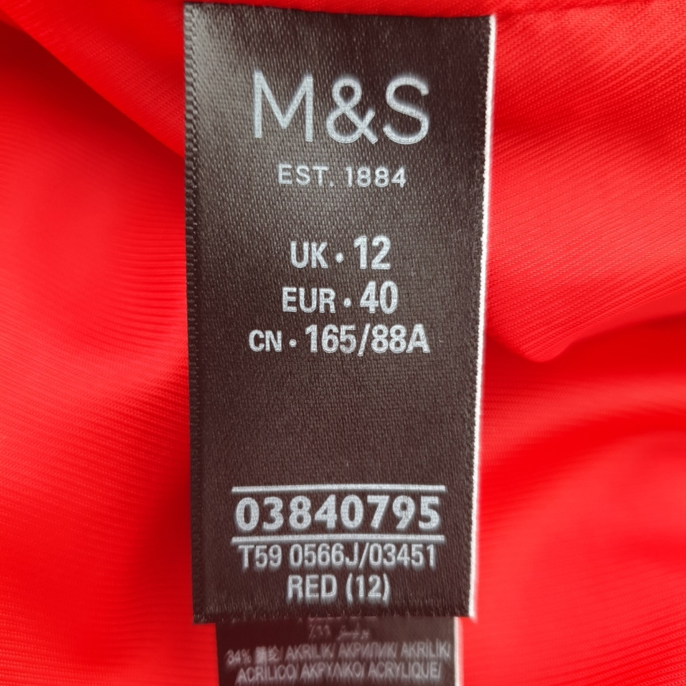 M&S Red Boucle Fringed Classic Jacket Uk12. - Picture 10 of 14